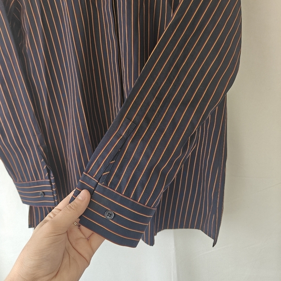 Lafayette 148 Striped Cotton Button Up Long Sleeve Shirt Size Small Women's - Picture 3 of 10